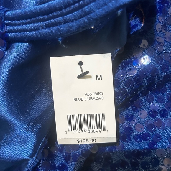 Tahari Womens M Top
Sleeveless Blue Curacao
All Over Sequins Halter
Neck NWT - Picture 9 of 10
